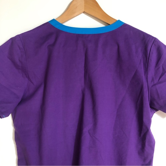Wonder Flex Purple Scrub Top Womens S Pockets V Neck Nurse Medical Tech Shirt - Picture 5 of 8